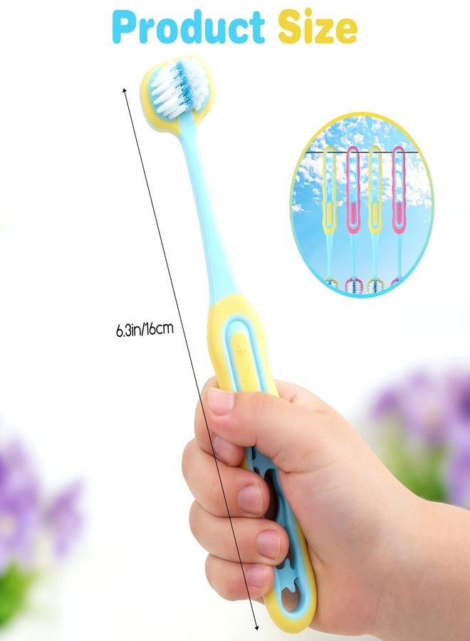 ValueBargain 4 Pack 3 Sided Toothbrush Kids, Soft Bristles 3 Sided Toothbrush, Triple-Sided Design for Ages 1-12, Easy Grip Handle & Complete Care - Image 2